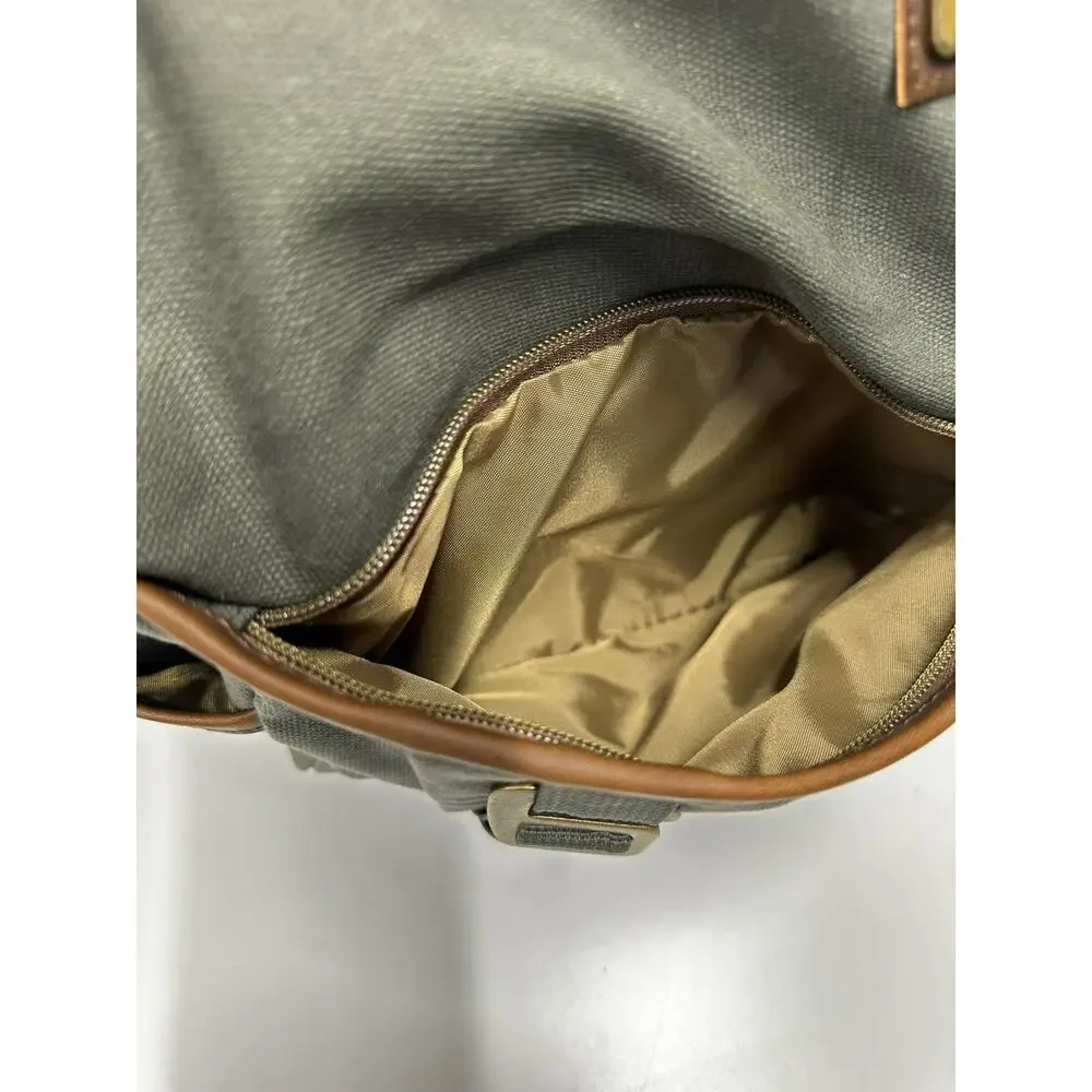 Subaru Finley Mill Backpack Green Canvas Brown Trim Laptop Bag New Without Tags
